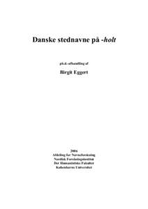 Danske stednavne på -holt ph.d.-afhandling af Birgit Eggert  2006