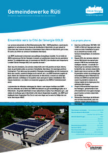 Gemeindewerke Rüti Entreprises d’approvisionnement en énergie dans les communes Ensemble vers la Cité de l’énergie GOLD  Les projets phares