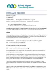 SUMMARY RECORD SACF Meeting[removed]August 2014 AGENDA ITEM 1  Opening Remarks and Adoption of Agenda