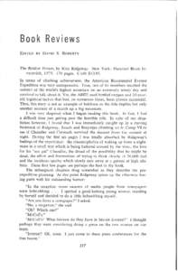 Book Reviews EDITED BY DAVID S. ROBERTS  The Boldest Dream, by Rick Ridgeway. New York: Harcourt Brace Jo-