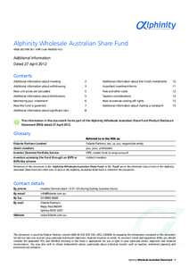 Alphinity Wholesale Australian Share Fund ARSN  APIR Code PAM0001AU Additional Information Dated 27 April 2012