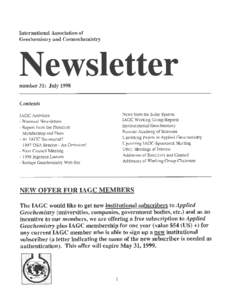 International Association of Geochemistry and Cosmochemistry Newsletter -