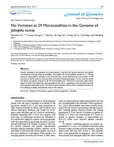 Molecular biology / DNA / Population genetics / Microsatellite / Jatropha / Genetic marker / Genetic linkage / Single-nucleotide polymorphism / Biology / Genetics / Medicinal plants