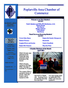 Poplarville Area Chamber of Commerce May 2013 Welcome to our New Members! April 2013