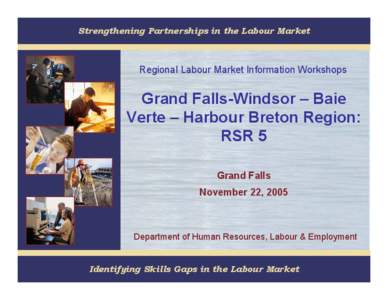 Strengthening Partnerships in the Labour Market  Regional Labour Market Information Workshops Grand Falls-Windsor – Baie Verte – Harbour Breton Region: