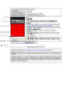 This article was downloaded by:[University of Maastricht] On: 13 May 2008 Access Details: [subscription numberPublisher: Informa Healthcare Informa Ltd Registered in England and Wales Registered Number: 10729
