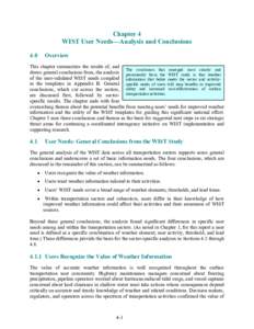 Chapter 4 WIST User Needs—Analysis and Conclusions 4.0 Overview