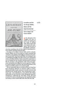 Leviathan and the Air-Pump / Steven Shapin / Thomas Hobbes / Simon Schaffer / Robert Boyle / Leviathan / Hobbes / Scientific revolution / Horror vacui / Science / Philosophy / Science studies