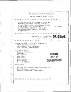 THE PUBLIC UTILITIES COMMISSION OF THE STATE OF SOUTH DAKOTA - - - - -- - -- -- -- -- =- = = = = = = = = = = = = - - -- - - = - -