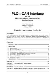 ZEUS MVD PLC-CAN interface  v1.4 19-Feb-2001 PLC↔CAN interface for the