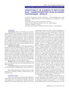 DOI: jimab.1642010_51-53 Journal of IMAB - Annual Proceeding (Scientific Papers) vol. 16, book 4, 2010 SUSCEPTIBILITY OF S.AUREUS TO METHYLENE BLUE HAEMATOPORPHYRIN, PHTALOCYANINES PHOTODYNAMIC EFFECTS