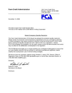 Market Emergency Standby Resolution Notification Letter