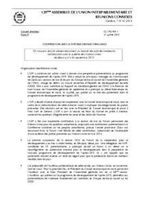 129ème ASSEMBLEE DE L’UNION INTERPARLEMENTAIRE ET REUNIONS CONNEXES Genève, [removed]Conseil directeur Point 9