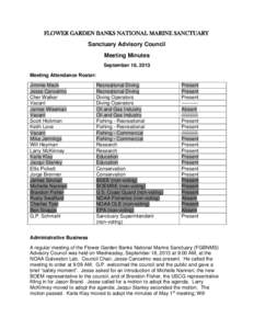 Sanctuary Advisory Council Draft Meeting Minutes for September 18, 2013