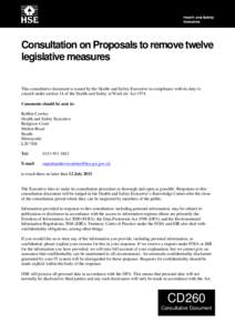 Proposals to remove twelve legislative measures