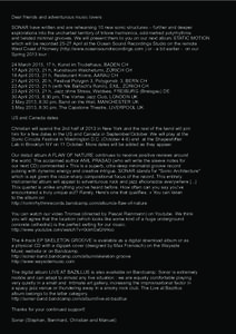 Dear friends and adventurous music lovers SONAR have written and are rehearsing 10 new sonic structures – further and deeper explorations into the uncharted territory of tritone harmonics, odd-metred polyrhythms and tw