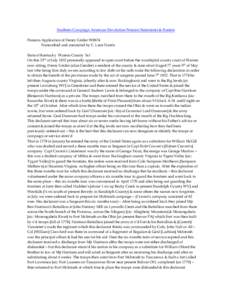 Southern Campaign American Revolution Pension Statements & Rosters Pension Application of Henry Grider W8874 Transcribed and annotated by C. Leon Harris State of Kentucky Warren County Sct On this 23rd of July 1832 perso