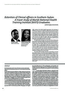 Humanitäre Hilfe und komplexe Notfälle | Humanitarian Assistance and Complex Emergencies  Retention of Clinical officers in Southern Sudan: A tracer study of Maridi National Health Training Institute (NHTI) Graduates. 