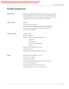 Samples of the actual instruments are not included in this online version.   For printed copies, please contact the _____ source listed on each fact sheet.  Five-Shot Questionnaire