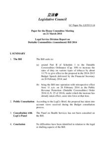立法會 Legislative Council LC Paper No. LS35[removed]Paper for the House Committee Meeting on 21 March 2014 Legal Service Division Report on