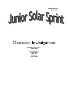 Junior Solar Sprint - Classroom Investigations
