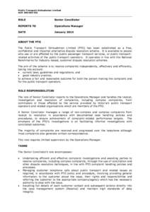 Public Transport Ombudsman Limited ACN[removed]ROLE  Senior Conciliator