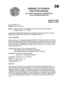 I nderkum High School Sidewalks Improvements  August 16, 2005 RESOLUTION NO. Adopted by the Sacramento City Council