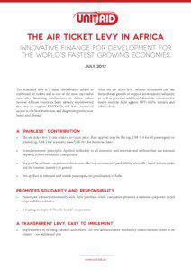 Innovative financing / Africa / Guinea / Air Burkina / International relations / Earth / Malaria / Tuberculosis / Unitaid