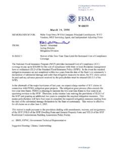 U.S. Department of Homeland Security 500 C Street, SW Washington, DC[removed]March 14, 2006 MEMORANDUM FOR: