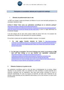 Participation à la consultation nationale pour le projet de loi numérique  I. Eléments de positionnement dans le vote