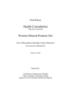 Western Mineral Products Site Health Consultation, October 2003 Minnesota Dept. of Health