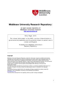 Middlesex University Research Repository: an open access repository of Middlesex University research http://eprints.mdx.ac.uk  Kline, Roger. 2014.