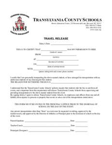 TRANSYLVANIA COUNTY SCHOOLS Morris Education Center, 225 Rosenwald Lane, Brevard, NC[removed]6173 Main[removed]FAX www.tcsnc.org