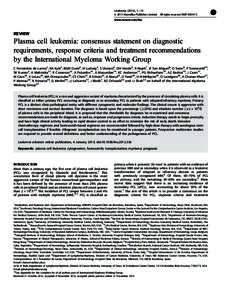 Plasma cell leukemia: consensus statement on diagnostic requirements, response criteria and treatment recommendations by the International Myeloma Working Group