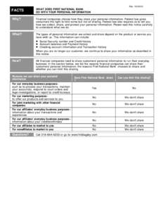 Rev[removed]FACTS WHAT DOES FIRST NATIONAL BANK DO WITH YOUR PERSONAL INFORMATION