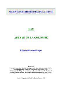 ARCHIVES DEPARTEMENTALES DE LA CREUSE  H 523