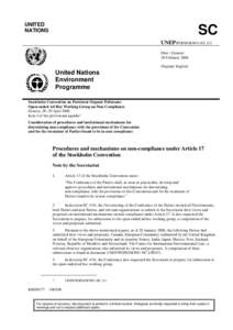UNITED NATIONS SC UNEP/POPS/OEWG-NC.1/2 Distr.: General