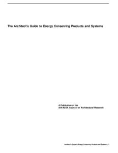 The Architect's Guide to Energy Conserving Products and Systems