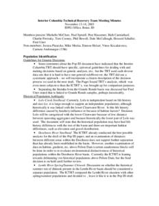 Interior Columbia Technical Recovery Team Meeting Minutes, November 13-14, 2003