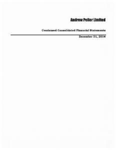 Notes to the Condensed Consolidated Financial Statements Andrew Peller Limited Unaudited December 31, 2013 andin thousands of Canadian dollars, except per share amounts)