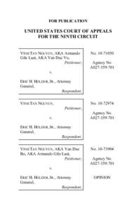 FOR PUBLICATION  UNITED STATES COURT OF APPEALS FOR THE NINTH CIRCUIT  VINH TAN NGUYEN, AKA Armando