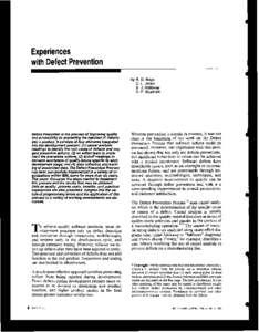 Experiences with Defect Prevention by R. G. Mays C.L. Jones G.J. Holloway D. P. Studinski