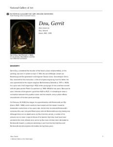 National Gallery of Art NATIONAL GALLERY OF ART ONLINE EDITIONS Dutch Paintings of the Seventeenth Century Dou, Gerrit Also known as