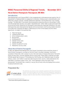 BRAC Personnel Shifts & Regional Trends,  November 2014 Naval Station Pascagoula: Pascagoula, MS MSA Introduction