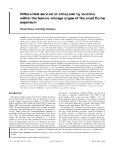 1244  Differential survival of allosperm by location within the female storage organ of the snail Cornu aspersum Ronald Chase and Emily Darbyson