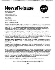 ~NewsRelease National Aeronautics and Space Administration Langley Research Center Hampton, Virginia[removed]