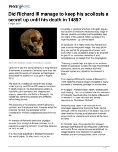 Did Richard III manage to keep his scoliosis a secret up until his death in 1485?