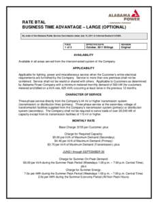 RATE BTAL BUSINESS TIME ADVANTAGE – LARGE (OPTIONAL) By order of the Alabama Public Service Commission dated July 14, 2011 in Informal Docket # U[removed]PAGE