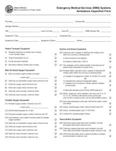 Emergency Medical Services (EMS) Systems Ambulance Inspection Form State of Illinois Illinois Department of Public Health