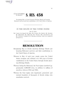 III  113TH CONGRESS 2D SESSION  S. RES. 458